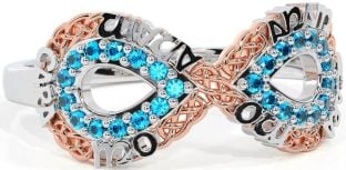 Topaz White Rose Gold Infinity Irish "My Soul Mate" Ring