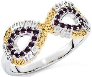 Alexandrite White Yellow Gold Infinity Irish "My Soul Mate" Ring