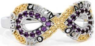 Alexandrite White Yellow Gold Infinity Irish "My Soul Mate" Ring