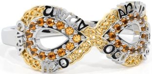 Citrine White Yellow Gold Infinity Irish "My Soul Mate" Ring