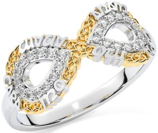 Diamond White Yellow Gold Infinity Irish "My Soul Mate" Ring