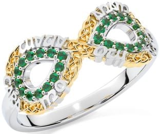 Emerald White Yellow Gold Infinity Irish "My Soul Mate" Ring