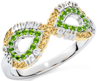 Peridot White Yellow Gold Infinity Irish "My Soul Mate" Ring