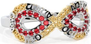 Ruby White Yellow Gold Infinity Irish "My Soul Mate" Ring