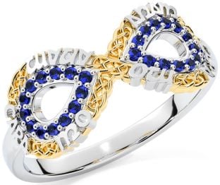 Sapphire White Yellow Gold Infinity Irish "My Soul Mate" Ring