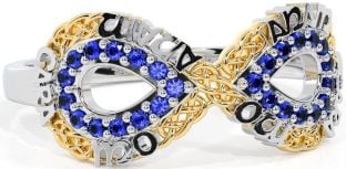 Sapphire White Yellow Gold Infinity Irish "My Soul Mate" Ring