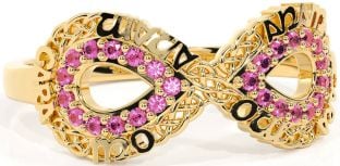 Pink Tourmaline Gold Infinity Irish "My Soul Mate" Ring