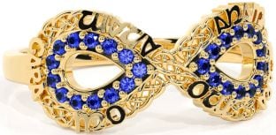 Sapphire Gold Infinity Irish "My Soul Mate" Ring