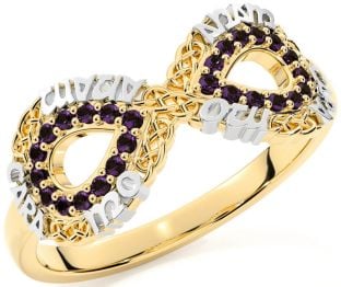 Alexandrite White Yellow Gold Infinity Irish "My Soul Mate" Ring