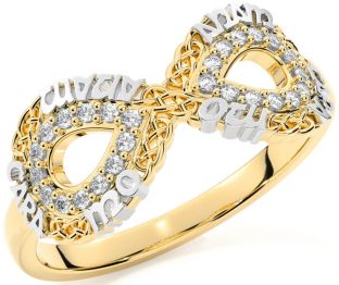 Diamond White Yellow Gold Infinity Irish "My Soul Mate" Ring
