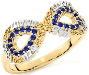 Sapphire White Yellow Gold Infinity Irish "My Soul Mate" Ring