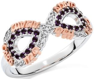 Alexandrite Rose Gold Silver Infinity Irish "My Soul Mate" Ring