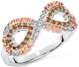Citrine Rose Gold Silver Infinity Irish "My Soul Mate" Ring