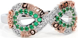 Emerald Rose Gold Silver Infinity Irish "My Soul Mate" Ring