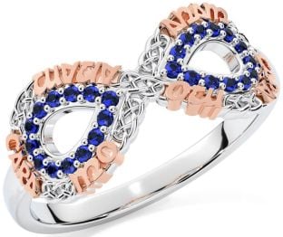 Sapphire Rose Gold Silver Infinity Irish "My Soul Mate" Ring