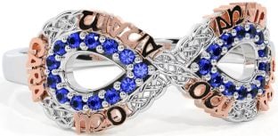 Sapphire Rose Gold Silver Infinity Irish "My Soul Mate" Ring