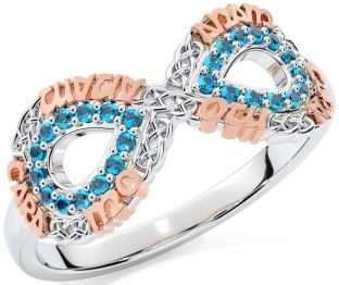 Topaz Rose Gold Silver Infinity Irish "My Soul Mate" Ring
