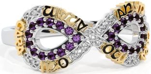 Alexandrite Gold Silver Infinity Irish "My Soul Mate" Ring