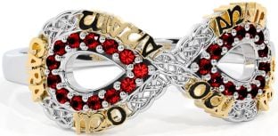 Garnet Gold Silver Infinity Irish "My Soul Mate" Ring