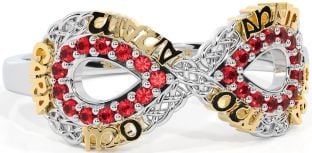 Ruby Gold Silver Infinity Irish "My Soul Mate" Ring