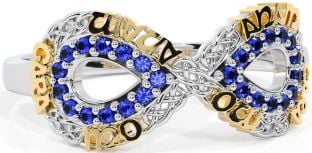 Sapphire Gold Silver Infinity Irish "My Soul Mate" Ring