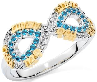 Topaz Gold Silver Infinity Irish "My Soul Mate" Ring