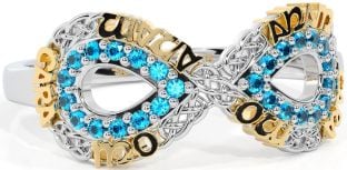 Topaz Gold Silver Infinity Irish "My Soul Mate" Ring