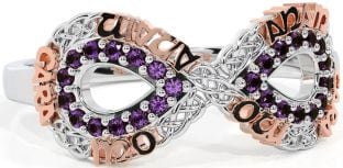 Alexandrite White Rose Gold Infinity Irish "My Soul Mate" Ring