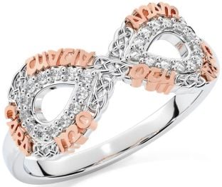 Diamond White Rose Gold Infinity Irish "My Soul Mate" Ring