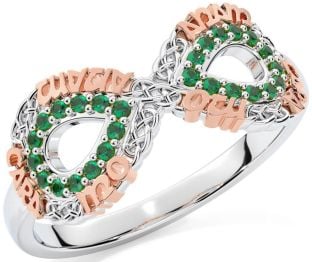 Emerald White Rose Gold Infinity Irish "My Soul Mate" Ring