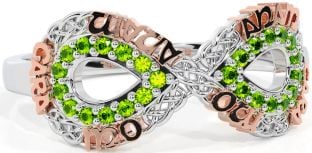 Peridot White Rose Gold Infinity Irish "My Soul Mate" Ring