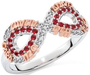 Ruby White Rose Gold Infinity Irish "My Soul Mate" Ring