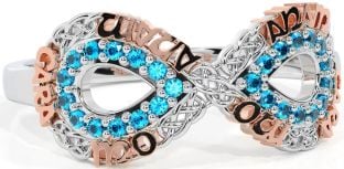 Topaz White Rose Gold Infinity Irish "My Soul Mate" Ring