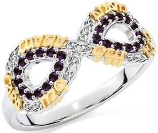 Alexandrite White Yellow Gold Infinity Irish "My Soul Mate" Ring