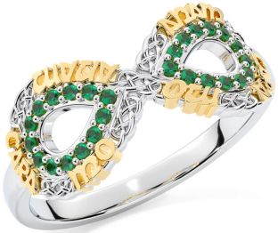 Emerald White Yellow Gold Infinity Irish "My Soul Mate" Ring