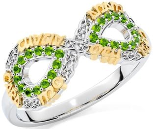 Peridot White Yellow Gold Infinity Irish "My Soul Mate" Ring