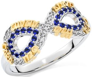 Sapphire White Yellow Gold Infinity Irish "My Soul Mate" Ring