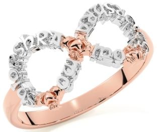 Rose Gold Silver Infinity Claddagh Irish "My eternal love" Ring