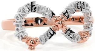 White Rose Gold Infinity Claddagh Irish "My eternal love" Ring