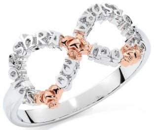 White Rose Gold Infinity Claddagh Irish "My eternal love" Ring