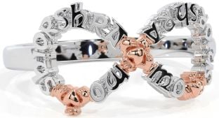 White Rose Gold Infinity Claddagh Irish "My eternal love" Ring
