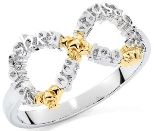 White Yellow Gold Infinity Claddagh Irish "My eternal love" Ring