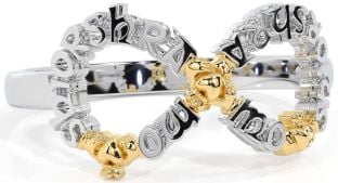 White Yellow Gold Infinity Claddagh Irish "My eternal love" Ring