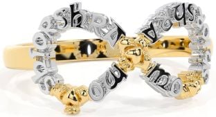 White Yellow Gold Infinity Claddagh Irish "My eternal love" Ring
