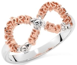 White Rose Gold Infinity Claddagh Irish "My eternal love" Ring