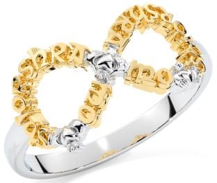 White Yellow Gold Infinity Claddagh Irish "My eternal love" Ring