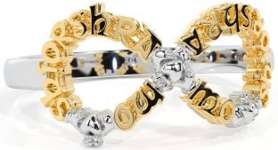 White Yellow Gold Infinity Claddagh Irish "My eternal love" Ring