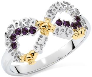 Alexandrite Gold Silver Claddagh Infinity Irish "My eternal love" Ring