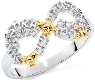 Diamond Gold Silver Claddagh Infinity Irish "My eternal love" Ring