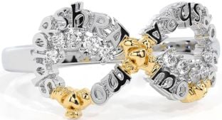 Diamond Gold Silver Claddagh Infinity Irish "My eternal love" Ring